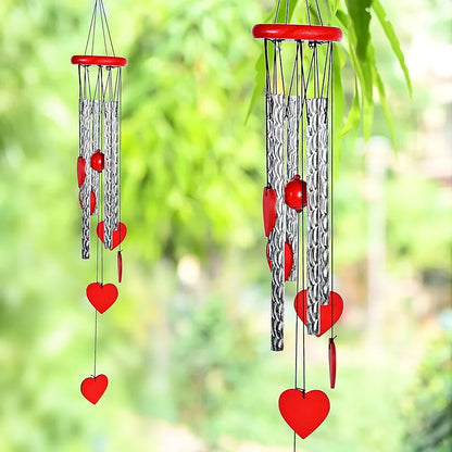 Heart Shape Wind Chime with Silver Pipes Wind Chime -017