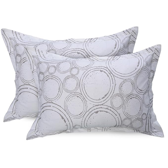Huesland by Ahmedabad Cotton 144 TC King Size Bedsheet Cotton with 2 Pillow Covers | Sphere |  Yellow & Off White