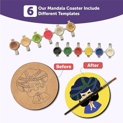 Mini Leaves Wooden Mandala Painting Kit Tea Coasters Art and Craft Kit for Girls Boys 9-12 Years Coaster Diy Kit | Set of 6