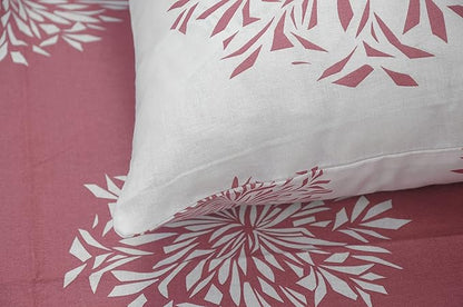 Huesland by Ahmedabad Cotton 144 TC Bedsheet for King Size Bed with 2 Pillow Covers | Mauve & White