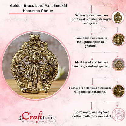 Ecraftindia Panchmukhi Lord Hanuman Brass Idol Statue