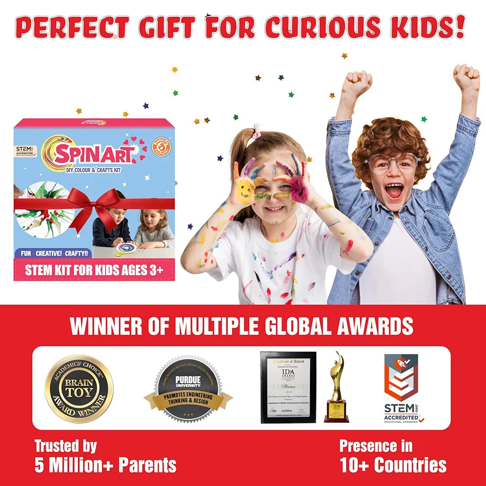 Butterfly EduFields Spin Art & Craft Kit for Kids | Educational Birthday Gift for 3+ 4 5 6 7 Year Old Boys and Girls| DIY Painting Kit for Kids | STEM Toy for for 3+ Years | Science Project Kit