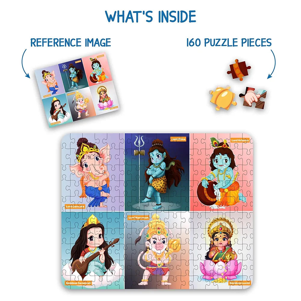 Popcorn 160 Piece Puzzles for Kids | Indian God & Goddesses Jigsaw Puzzle Game for 7+ Years Old Children | Improve Kid Knowledge and Concertation