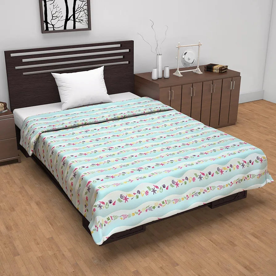 Divine Casa Pure Cotton Printed Single Dohar 120 GSM Soft & Lightweight Throw Blanket Colour Cosmic Sky