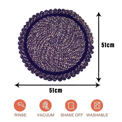 Kuber Industries Round Shape Feather Door Mat Cotton 20 Inch Large Purple Colour