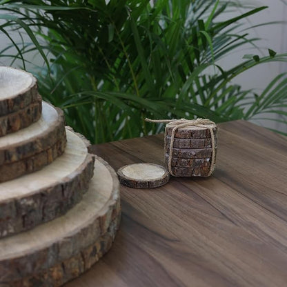 Hobby India Natural Mango Wooden Round Diy Craft Coasters for Your Drinks | Beverages & Bar Glasses