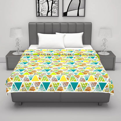Divine Casa 100% Cotton Double Bed Dohar Lightweight AC Blanket Soft & Breathable Summer Quilt Colour Lime Punch