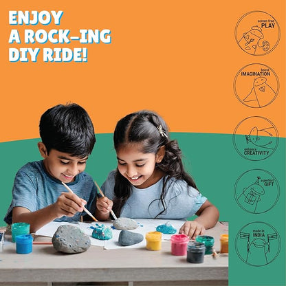 Kalakaram Diy Rock Painting Kit | Comes With 5 Re-usable Rocks | Diy Painting Set With Washable Paint and Stones | Activity Kit for Kids