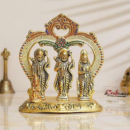 Ecraftindia Ram Darbar Murti, Lord Rama, Sita, Laxman, Hanuman Idol, God Statue for Home, Office, Temple
