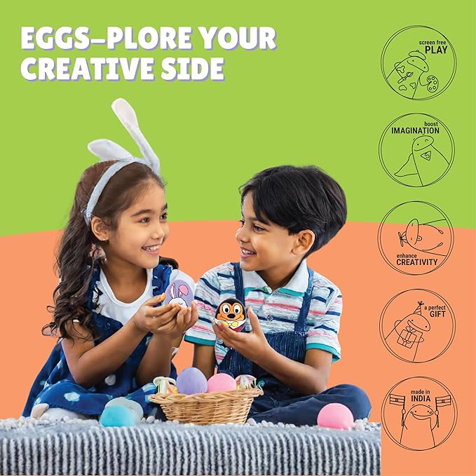 Kalakaram Fake Eggs Painting and Coloring Kit for Kids | Set for 5 Year Old, Fun & Creative Activity for Kids 5 Resin Mouled