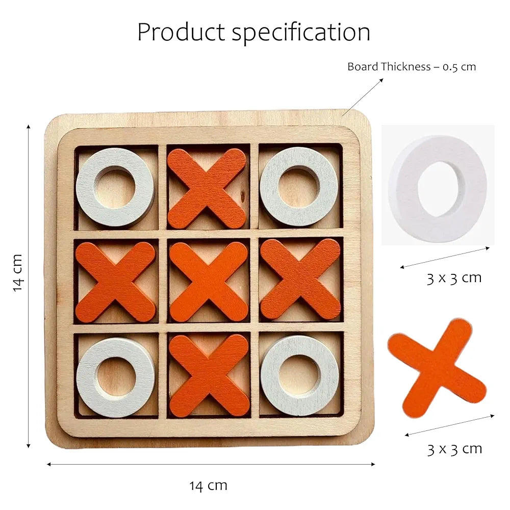 KIDS KINDLY Wooden Tic Tac Toe Game for Kids , 2 Player Puzzle Toy, Return Gifts for Birthdays, Boys and Girls, Age 4+