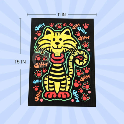 SPARTAN KIDS® Color Felt Tiger Velvet Art - Drawing for Kids 6-12 Years - Fun Colouring Ideal Art Kit for Creative Learning - Foil Art Kit - Engaging Activity for Young Artists