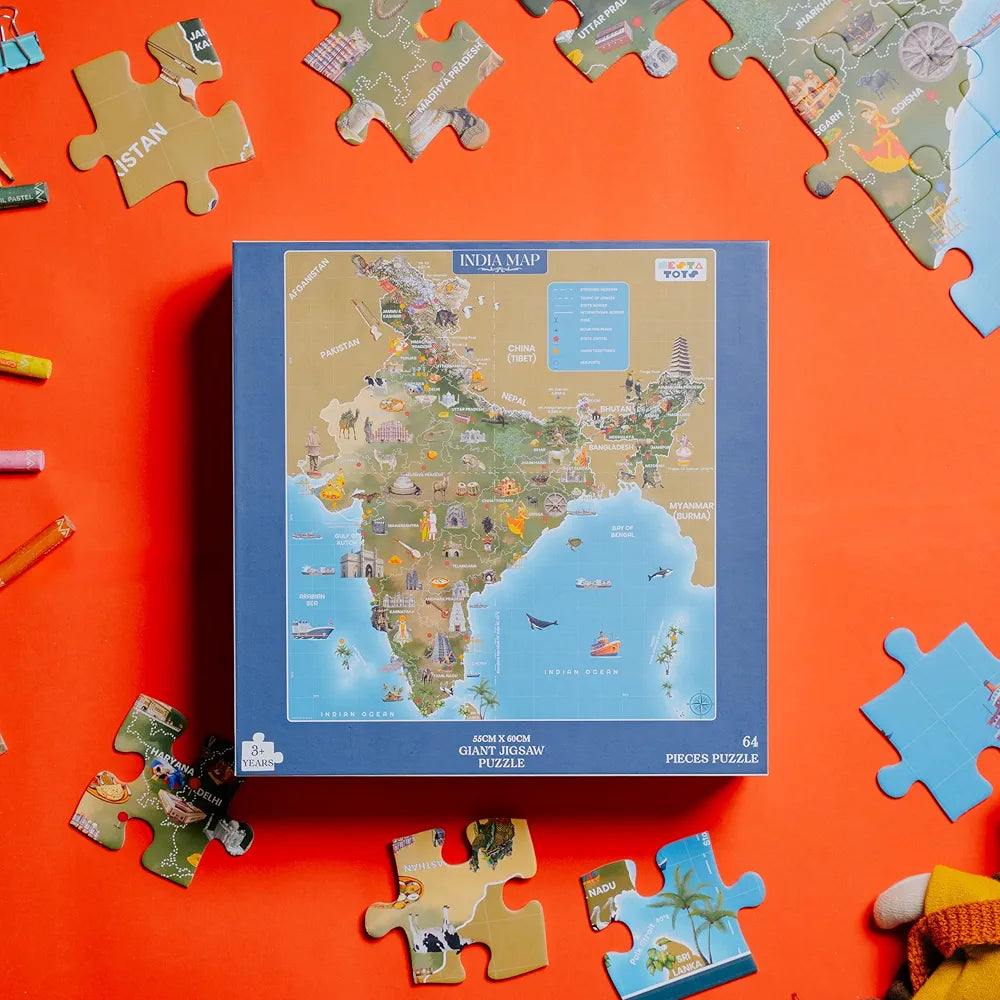 NESTA TOYS - Floor Puzzle & Game - India Map, Jigsaw & Toddler Puzzles, Educational Toy, Gifts for Boys & Girls Ages 3, 4, 5, 6, 7 | Geography for Kids 