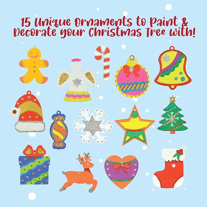 Kalakaram Set of 15 Christmas Ornaments Painting Kit | Creative and Cheerful Christmas Kit for Kids Ages 5 or More | Christmas Gift for Kids