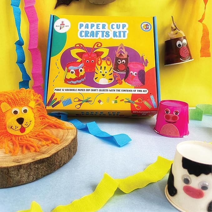 Kalakaram Paper Craft Kit for Kids  Diy Fun Activity Kit | Paper Cup Painting and Craft Kit | Kids Educational Activity Kit