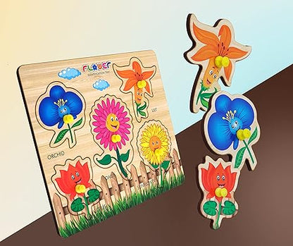 Highroof Flower Wooden Puzzle Wooden Toys For Kids 3 + Jigsaw Puzzles For Adults Baby Learning