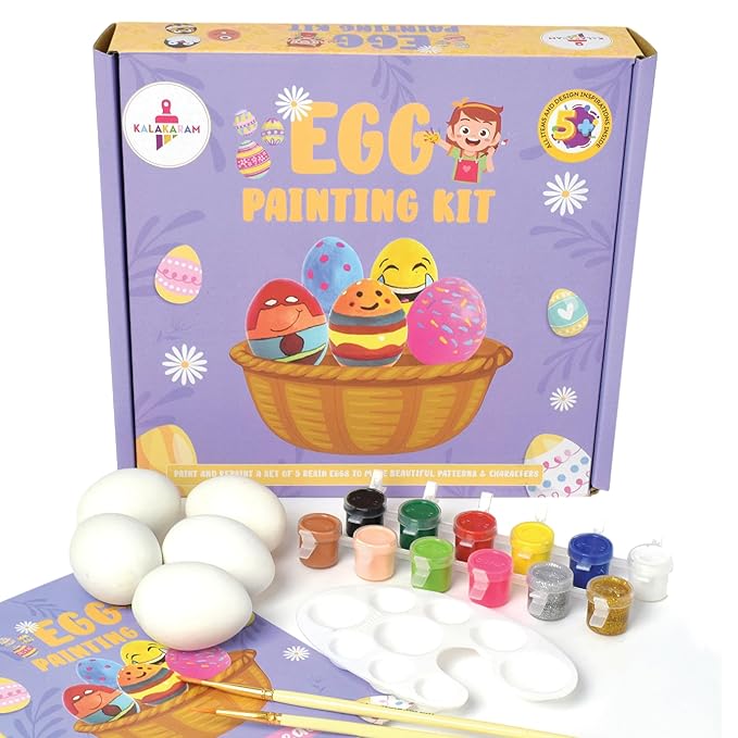 Kalakaram Fake Eggs Painting and Coloring Kit for Kids | Set for 5 Year Old, Fun & Creative Activity for Kids 5 Resin Mouled