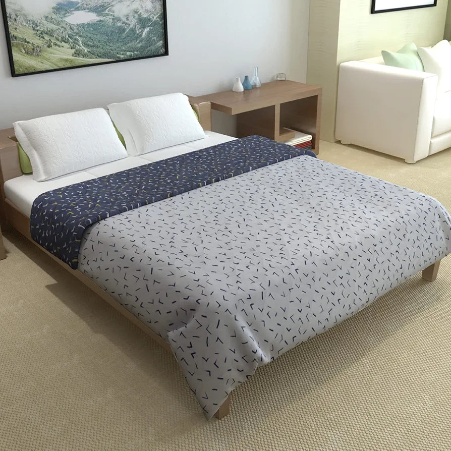 Divine Casa Microfiber 150 GSM Reversible Double Bed Comforter Ultra Soft & Lightweight Blanket Colour Navy Blue