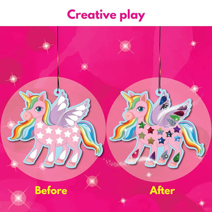 SparkLPlay Foil Art & Craft Kit for Girls | DIY Mosaic with 8 Danglers, 40+ Foils & 190+ Stickers | Princess Unicorn Foil Fun | Gift for Girls Ages 4–9 | Creative Toy | Unicorn Kingdom