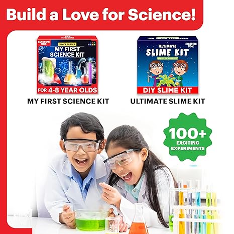 Einstein Box Junior Science Gift Set 2-in-1 Set of My First Science Kit & Slime Kit For Birthday Gift