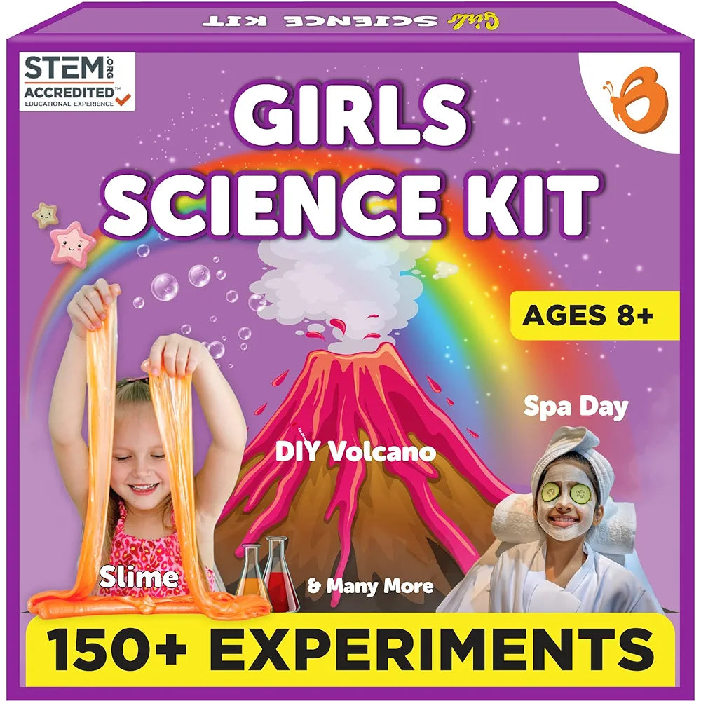 Butterfly EduFields Girls Science Kit for Kids Ages 8 9 10 11 12 Years | 150+ Science Experiment Kit | Birthday Gifts for Girls Age 8-10-12-14 | Fun STEM Learning and Educational Toys
