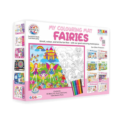 Ratna's My Coloring Mat Fairies Printed of Size 40 x 27 Inches, Washable & Reusable Colouring Kit for Kids 3+ Years 
