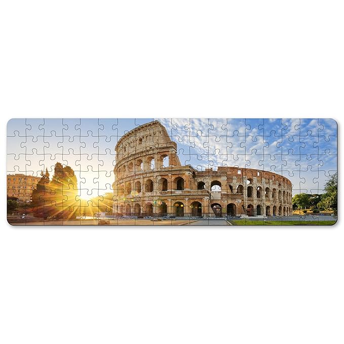 Mini Leaves Panorama View Wooden Puzzle for Adults, Colosseum Rome Italy, 108 Pieces | Multicolor | Family Entertainment Game