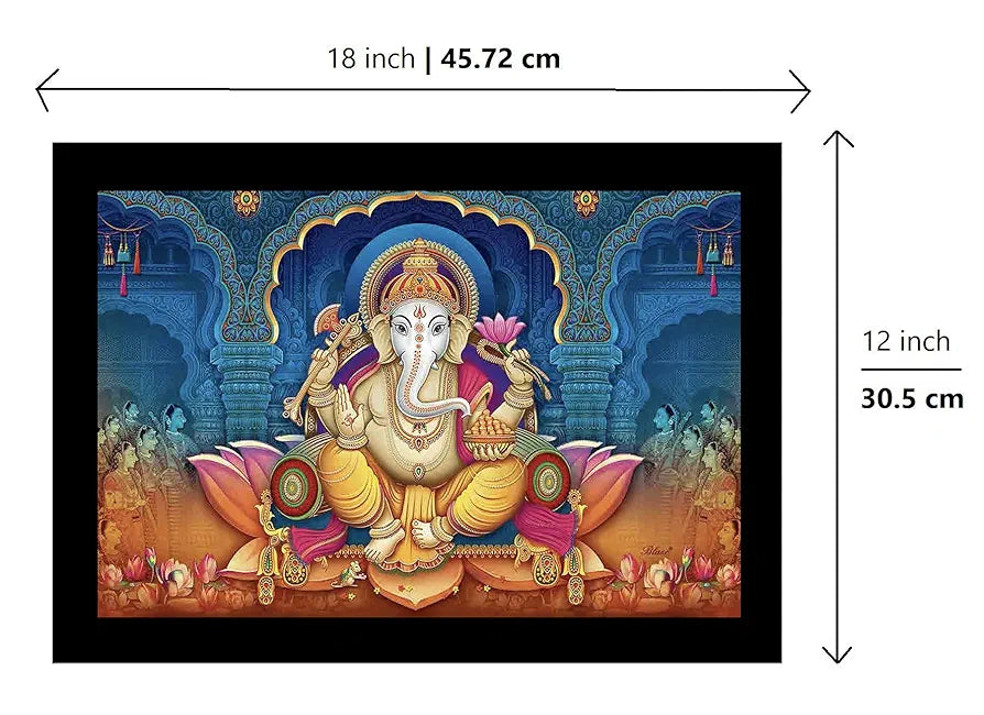 Lifehaxtore Lotus Ganesha Art Framed Painting