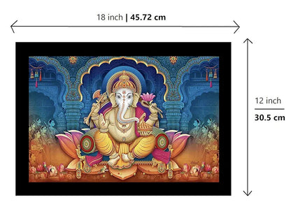 Lifehaxtore Lotus Ganesha Art Framed Painting