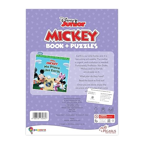 Disney Junior Mickey Book & Stick Puzzles for Kids 2 Years and Above No Place Like Earth Multicolor