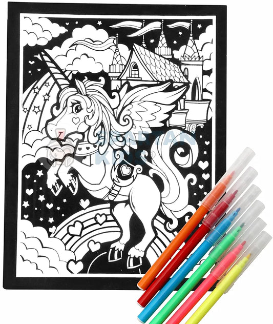 SPARTAN KIDS® Color Felt Unicone Velvet Art - Drawing for Kids 6-12 Years - Fun Colouring Ideal Art Kit for Creative Learning - Foil Art Kit - Engaging Activity for Young Artists