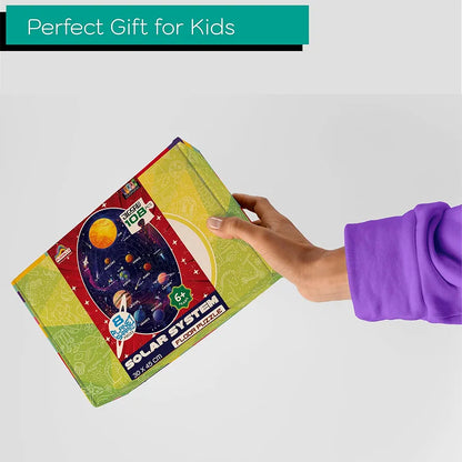 Playhills Kids Solar System Puzzle 108 pcs with Planet-Shaped-Pieces Mega Jigsaw Floor Puzzle 45 x 30 CM for Children | Early Learning Gift for Boys, Girls Age 6+ Years