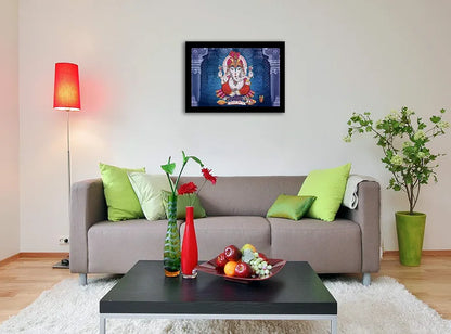 Lifehaxtore Prosperity Shubh Labh Ganesha Art Framed Painting