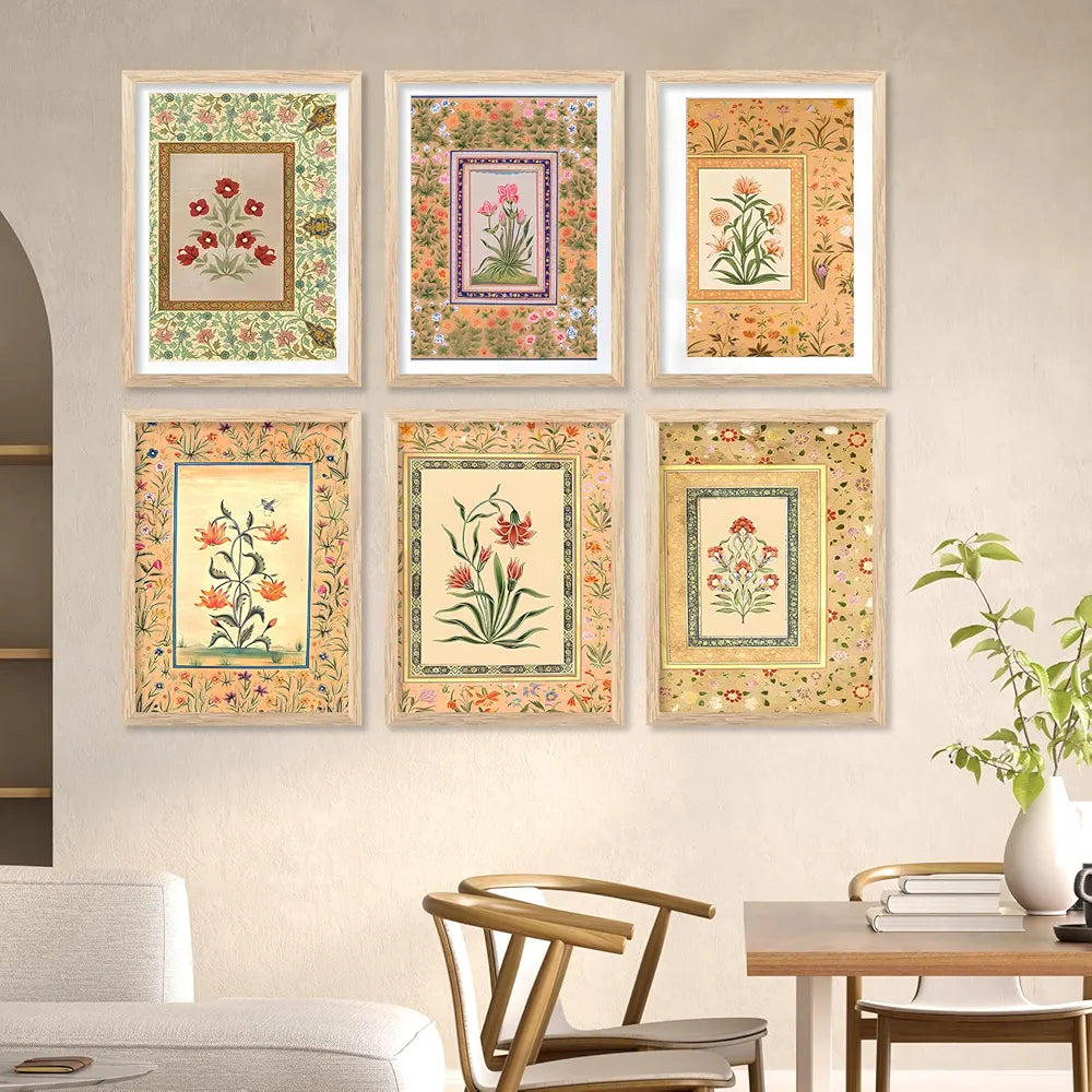 Kotart Premium Digital Madhubani Art Paintings with Frame  Wall Decor Pack of 6