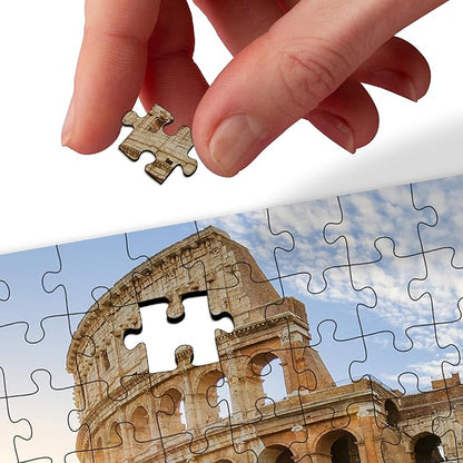 Mini Leaves Panorama View Wooden Puzzle for Adults, Colosseum Rome Italy, 108 Pieces | Multicolor | Family Entertainment Game