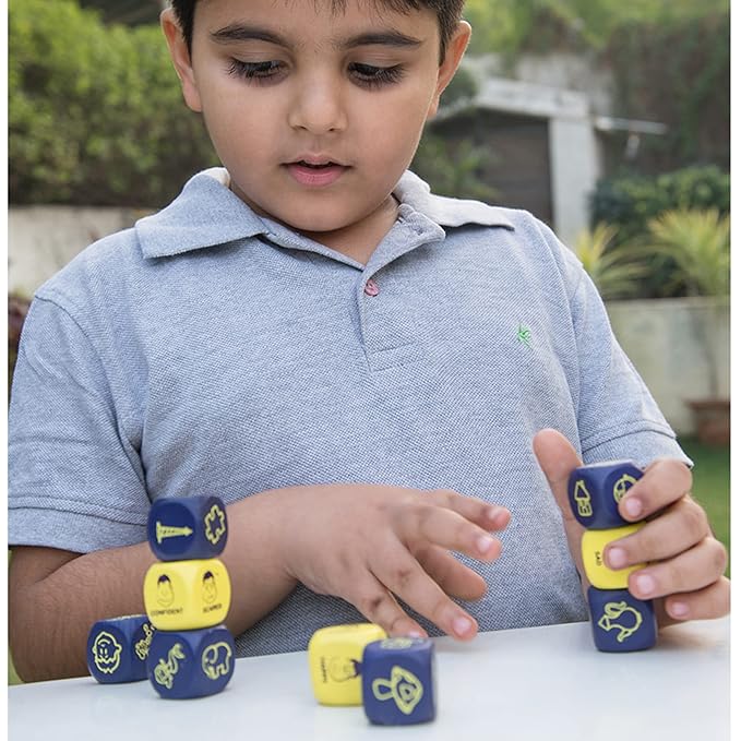 Chalk and Chuckles Rolling Tales, Story Telling Wooden Dice Cubes | Learning and Education Game