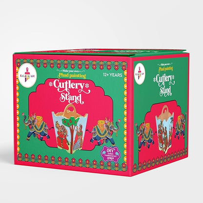 Kalakaram Diy Phad Painting Cutlery Stand Kit, Indian Ethnic Art Form Painting Kit | Activity Kit for Kids | Educational Kit for Kids
