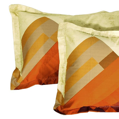 Story@Home Tevel Collection King Size Bedsheet Cotton with Two Pillow Covers, Mustard and Brown Colour