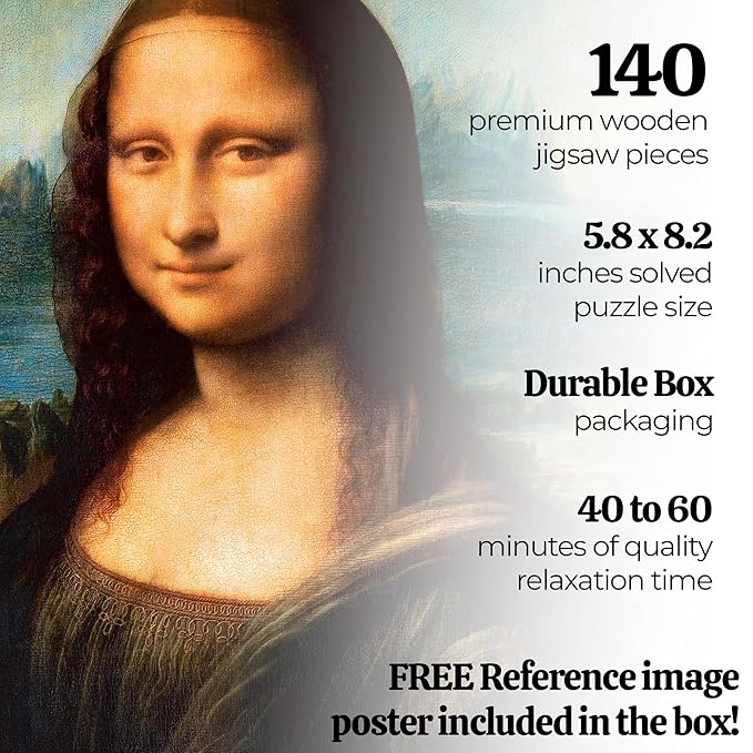 91knots Mona Lisa by Leonardo Da Vinci-wooden Jigsaw Puzzle (140 Pieces) for Adults and Kids | Brain Booster Games & Toys