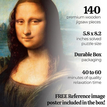 91knots Mona Lisa by Leonardo Da Vinci-wooden Jigsaw Puzzle (140 Pieces) for Adults and Kids | Brain Booster Games & Toys