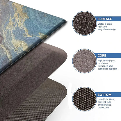 Luxe Home Columbo Anti-Fatigue Kitchen Mat Non-Slip Cushioned Comfort Mat Marble Swirl Pattern Standing Desk Mat Colour Texture