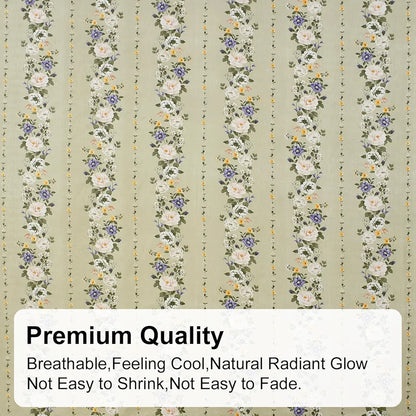 Fresh From Loom King Size Fitted Bedsheet Set 240 TC 2 Pillow Covers Pale Leaf Multicolor
