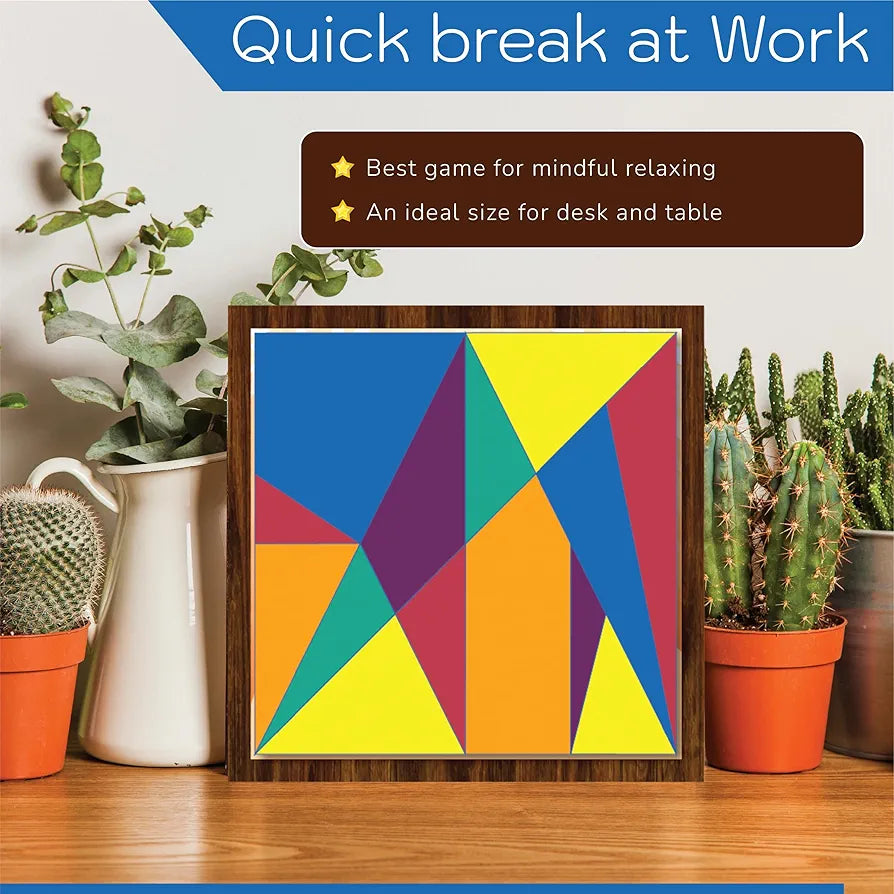 Playhills Geometric Challenge Puzzle | The World's First Puzzle- Stomachion Square by Archimedes | Fun & Challenging Game for Teenagers and Adults with Decorative Stand  Age 13+