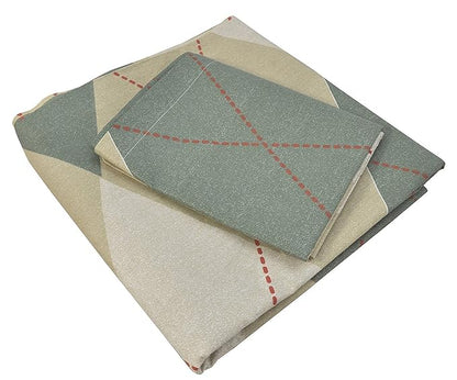 Huesland by Ahmedabad Cotton 144 TC Cotton King Size Bedsheet with 2 Pillow Covers - Beige & Green