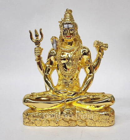 Gold Art India Lord Shiva 24K Gold Plated Idol With Trishul Gold Antique