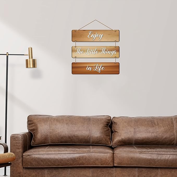 Artvibes Enjoy Little Things Quotes Wooden Wall Hanger for Home Decor | Artworks Decorative Items Hangings Ornaments