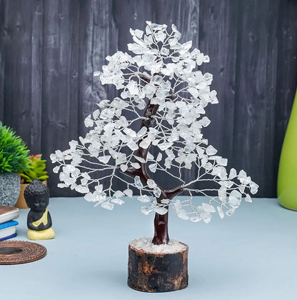 HindCraft Clear Quartz Crystal Tree Silver Wire 10-12 inch