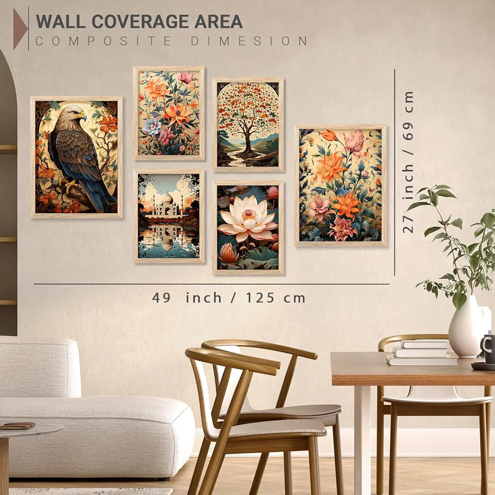 Kotart Premium Digital Paintings with Frame Pack of 6 J