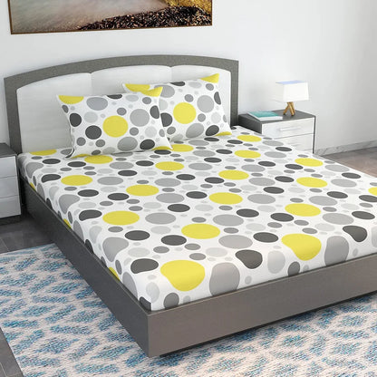 Divine Casa 144 TC 100% Cotton Bedsheet King Size Bed King Size Bedsheet with 2 Pillow Covers Colour Grey Lagoon