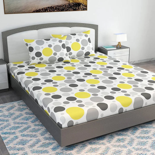 Divine Casa 144 TC 100% Cotton Bedsheet King Size Bed King Size Bedsheet with 2 Pillow Covers Colour Grey Lagoon